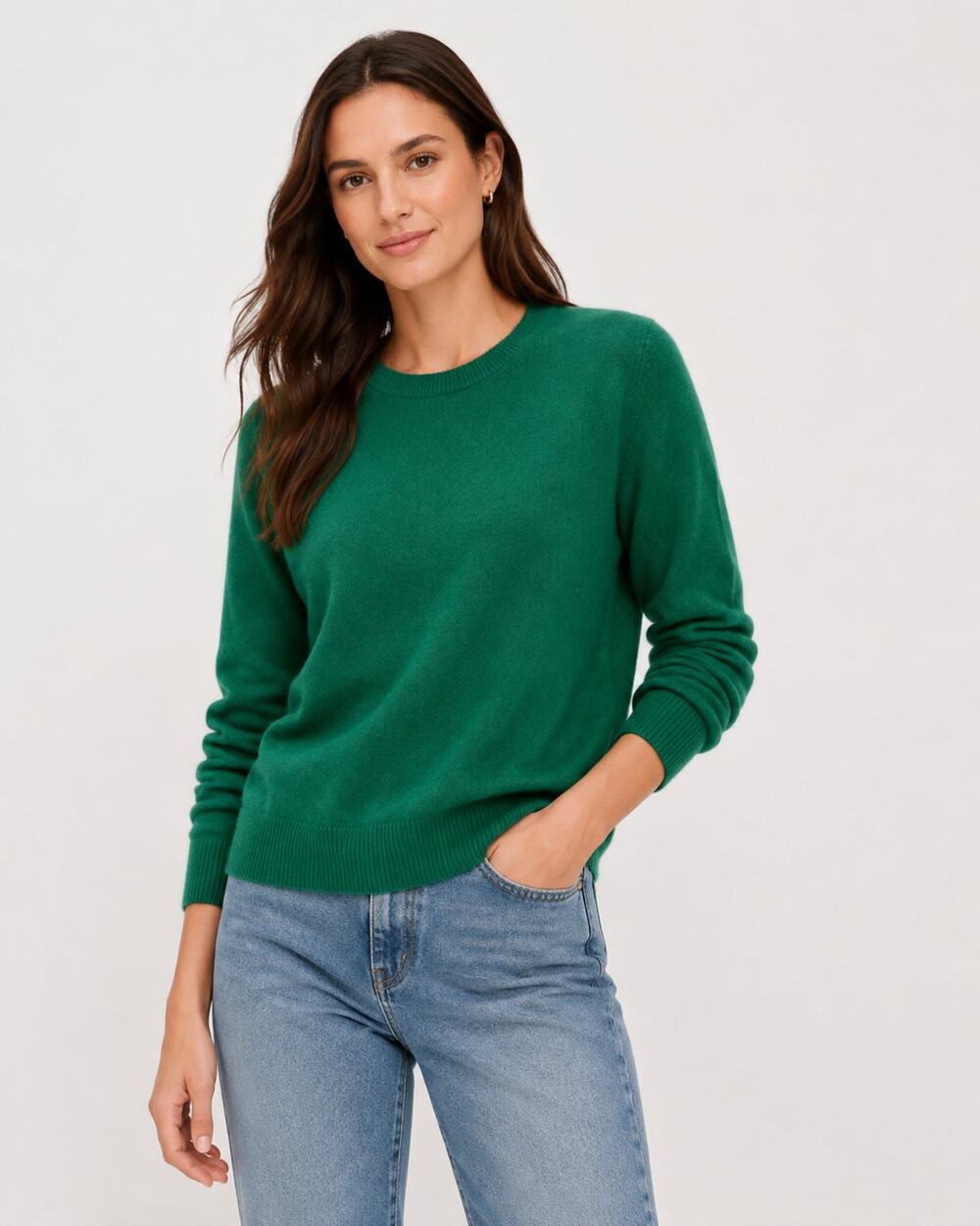 Quince Mongolian Cashmere Crewneck Sweater Emerald Green Size Small